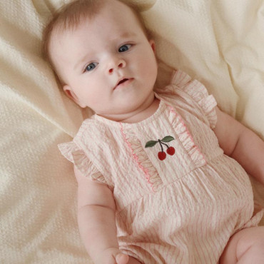Barboteuse à volants Ellie - Peony stripe