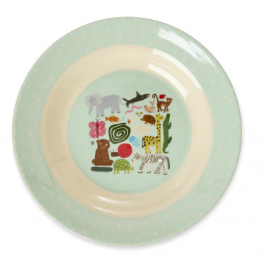 Assiette creuse imprimée mélamine - Mint wildlife