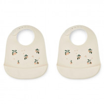 Bavoir en silicone x 2 Tilda - Peach sea shell mix