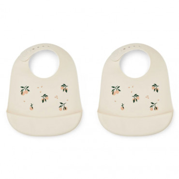 Bavoir en silicone x 2 Tilda - Peach sea shell mix