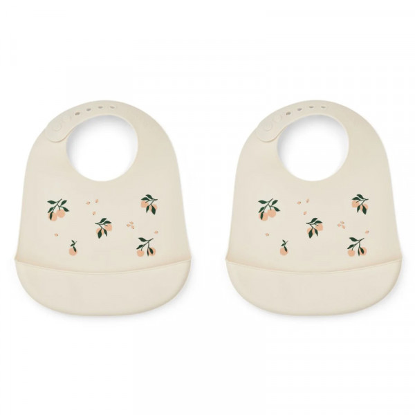 Bavoir en silicone x 2 Tilda - Peach sea shell mix