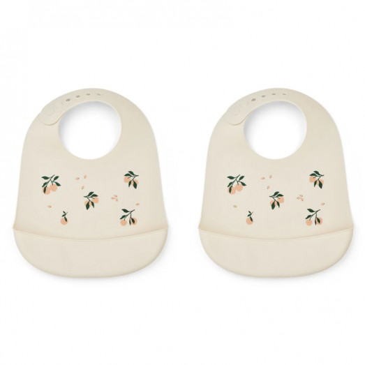 Bavoir en silicone x 2 Tilda - Peach sea shell mix