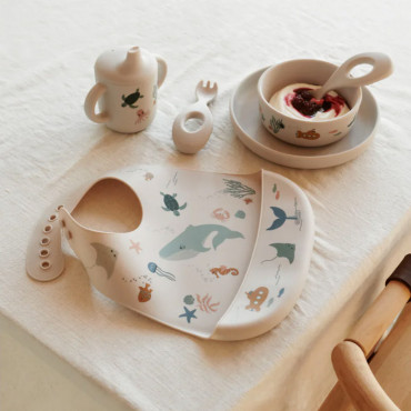 Bavoir en silicone x 2 Tilda - Sea creature sandy