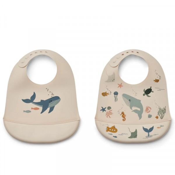 Bavoir en silicone x 2 Tilda - Sea creature sandy