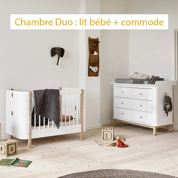Chambre bébé Duo Wood Mini+ - Blanc et Chêne