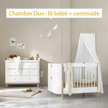 Chambre bébé Duo Wood Mini+ - Blanc et Chêne