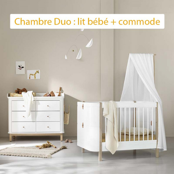 Chambre bébé Duo Wood Mini+ - Blanc et Chêne
