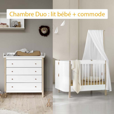 Chambre bébé Duo Wood Mini+ - Blanc et Chêne