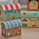 Coffre à jouets en raphia Petit modèle - Fun fair bleu