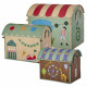 Coffre à jouets en raphia Petit modèle - Fun fair bleu