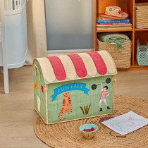 Coffre à jouets en raphia Grand modèle - Fun fair bleu