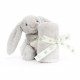 Doudou soother lapin Bashful - Gris argent