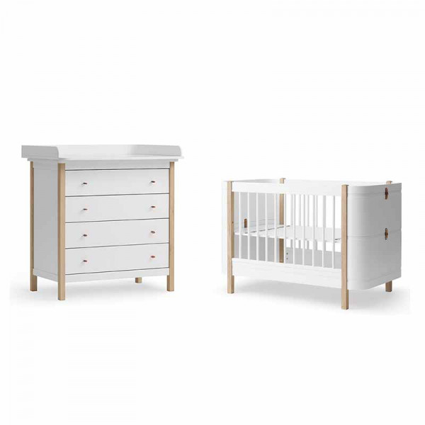 Chambre Duo Wood Mini+ : Lit bébé + Commode 4 T