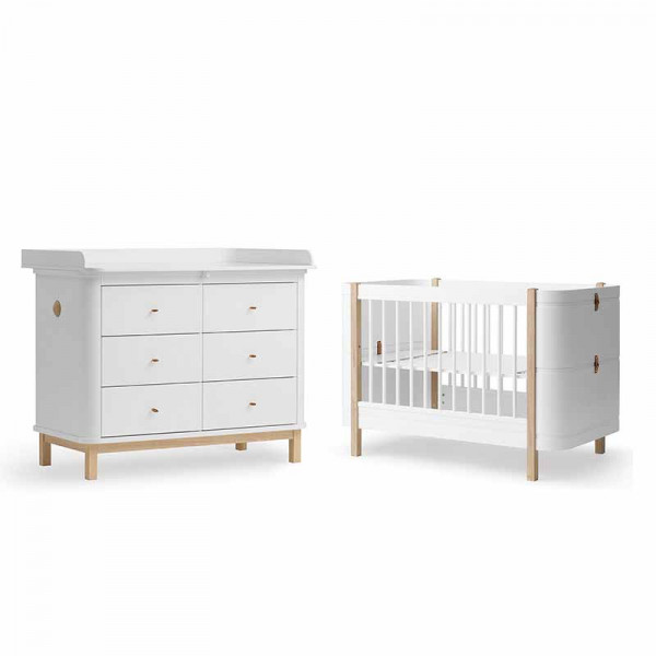 Chambre bébé Duo Wood Mini+ - Blanc et Chêne