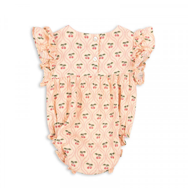 Barboteuse à volants Coco - Cherry pink motif