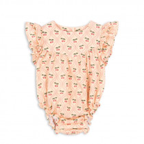 Barboteuse à volants Coco - Cherry pink motif
