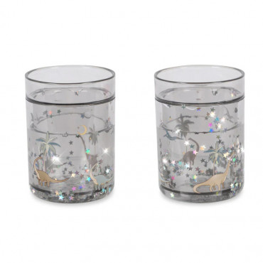 Lot de 2 verres à paillettes - Dino