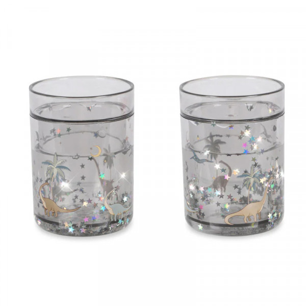 Lot de 2 verres à paillettes - Dino