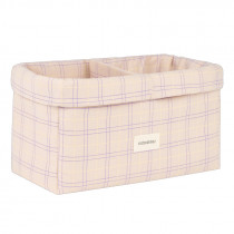 Panier deux compartiments Stories - Powder mauve checks