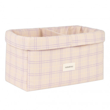 Panier deux compartiments Stories - Powder mauve checks