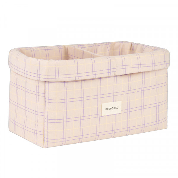 Panier deux compartiments Stories - Powder mauve checks