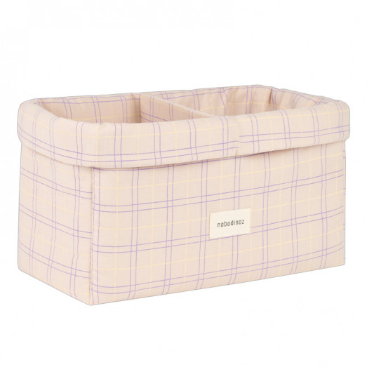 Panier deux compartiments Stories - Powder mauve checks