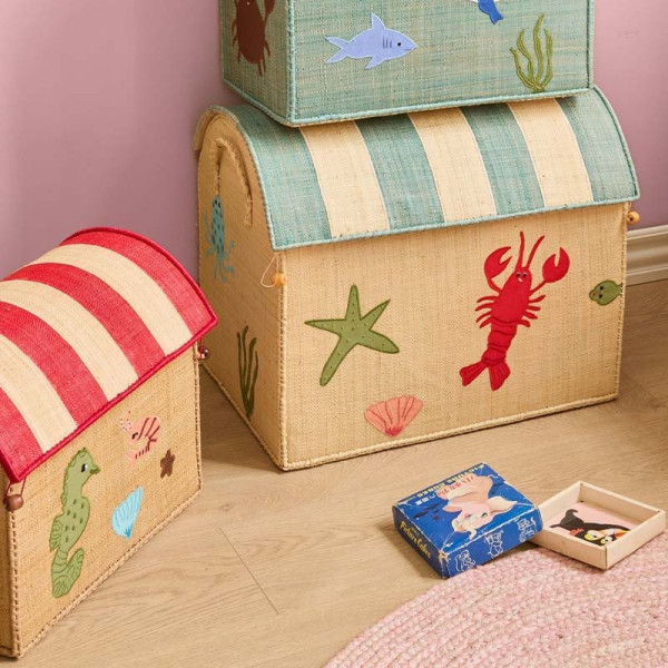 Coffre à jouets en raphia Grand modèle - Océan