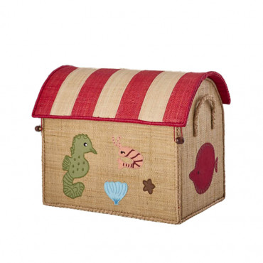 Coffre à jouets en raphia Petit modèle - Océan