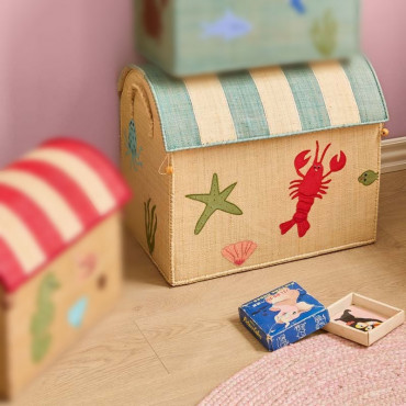 Coffre à jouets en raphia Grand modèle - Océan