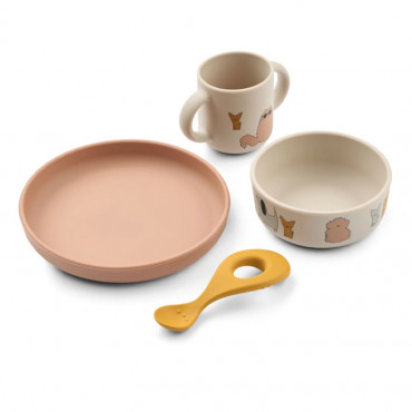 Set repas silicone Vivi - Cats and dogs sandy