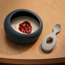Set cuillère et bol en silicone Sparia - Whale blue dove blue
