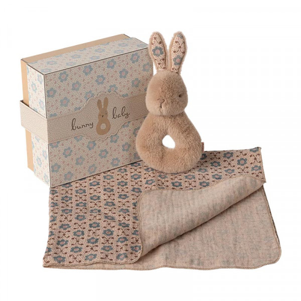 Coffret hochet lapin - Cream peach