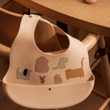 Lot de 2 bavoirs pliables en silicone Ember - Cats and dogs sandy