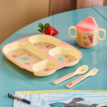 Set repas en mélamine - Coral ocean