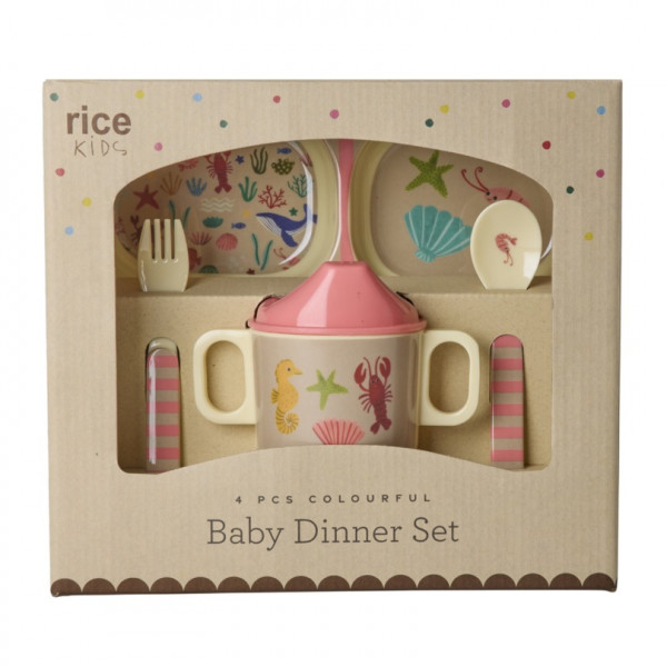 Set repas en mélamine - Coral ocean