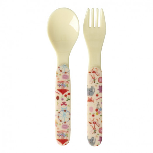 Set de couverts : cuillère et fourchette - Fun fair pink