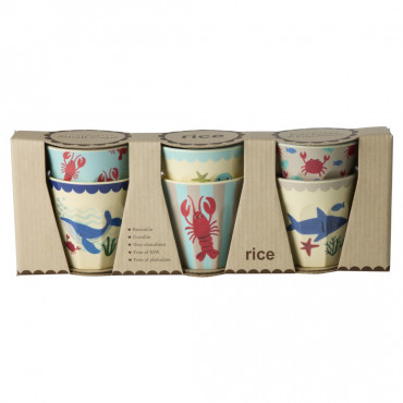 Lot de 6 verres en mélamine - Blue ocean