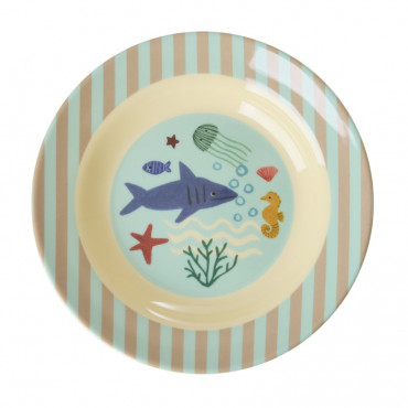 Assiette creuse imprimée mélamine - Blue ocean