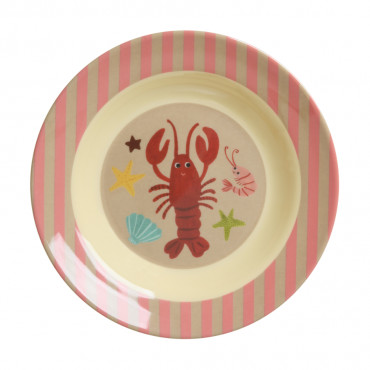 Assiette creuse imprimée mélamine - Coral ocean