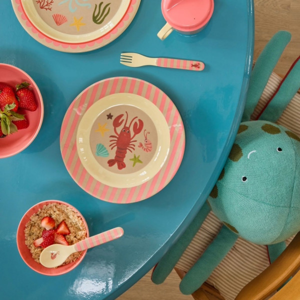Assiette creuse imprimée mélamine - Coral ocean