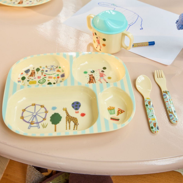 Assiette compartimentée mélamine - Fun fair mint
