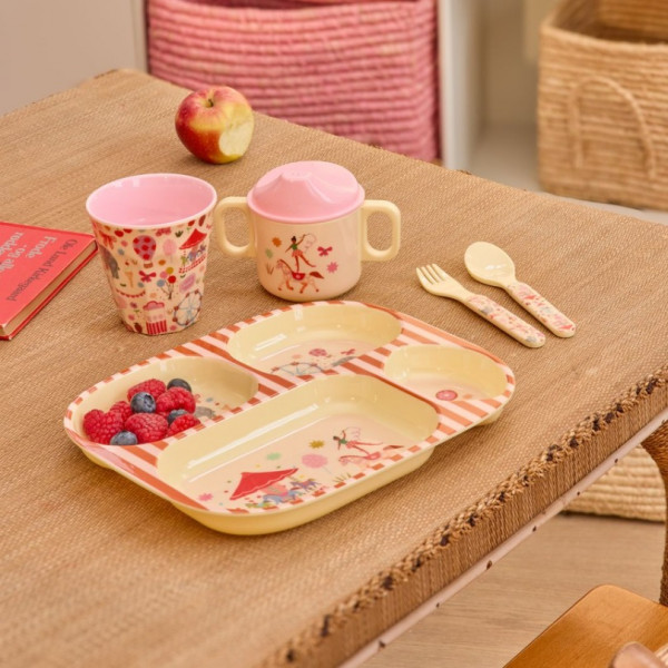 Assiette compartimentée mélamine - Fun fair pink