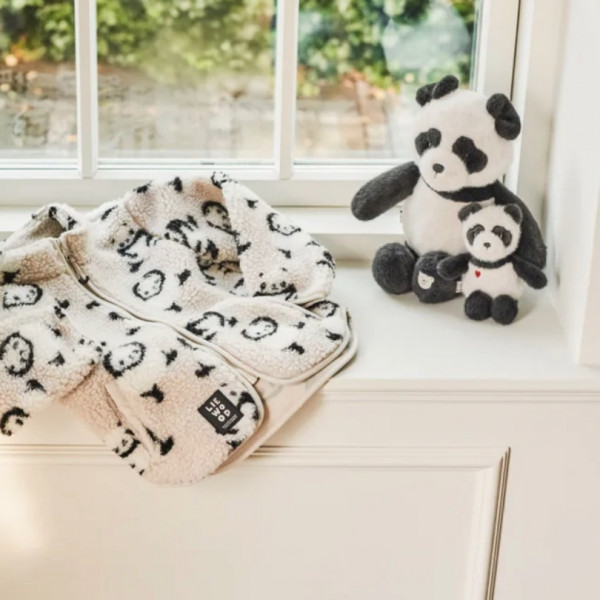 Hochet peluche Dania - Panda sandy dark grey