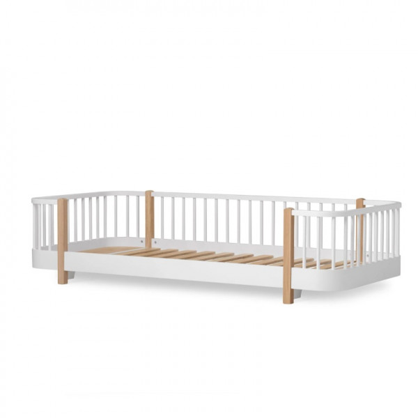 Lit au sol Wood Original 90 x 200 - Blanc et chêne