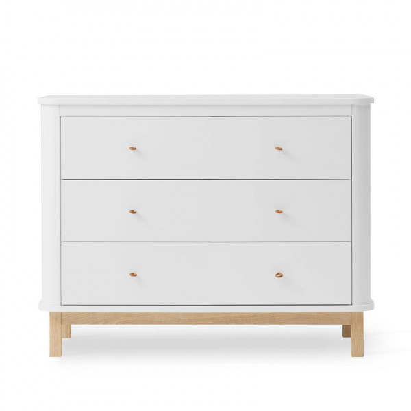 Commode 3 tiroirs Wood - Blanc et chêne