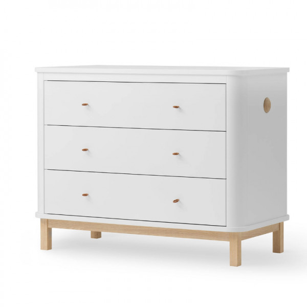 Commode 3 tiroirs Wood - Blanc et chêne