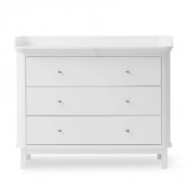 Commode 3 tiroirs Wood avec grand plan à langer - Blanc