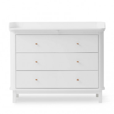 Commode 3 tiroirs Wood avec grand plan à langer - Blanc