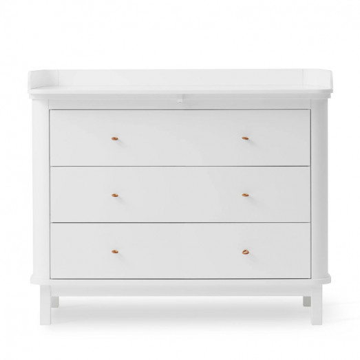 Commode 3 tiroirs Wood avec grand plan à langer - Blanc