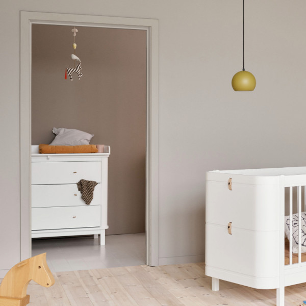 Commode 3 tiroirs Wood avec grand plan à langer - Blanc